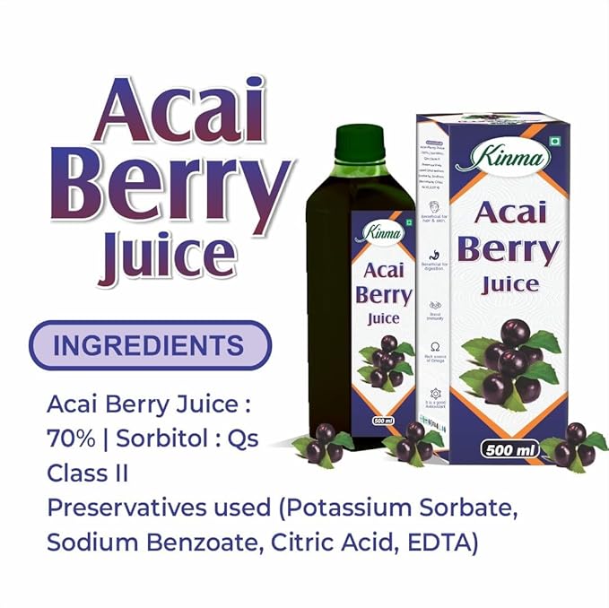 KINMA Acai Berry Juice For Body Antioxidant | Detoxification Antiviral | Immunity Power | Mix Berry Juice | Weight Management | helping in UTI problem | 500Ml