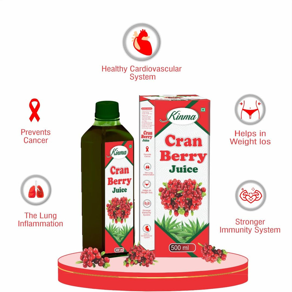 KINMA Cran Berry Juice 500ml | 100% Pure No Added Sugar | Fresh Cranberries Good for Health | Antioxidant Powerhouse | Preservative-Free