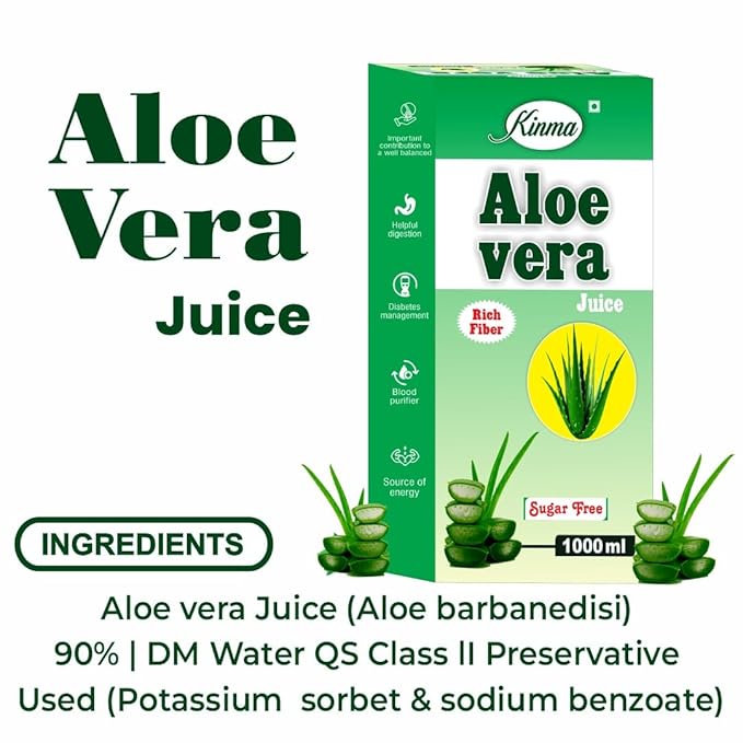 KINMA Aloe Vera juice 1L | All Natural tonic for Immunity, Good For Liver & Digestive Health | Immunity Booster | Glowing Skin & Hair Health