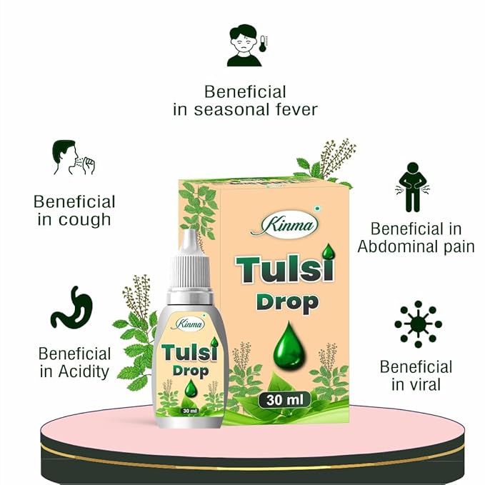 KINMA Tulsi Drops - 30 ml | Natural Immunity Booster with Goodness of Five Types of Tulsi | Herbal life | Oral Health | Digestion | Cough and Cold Relief