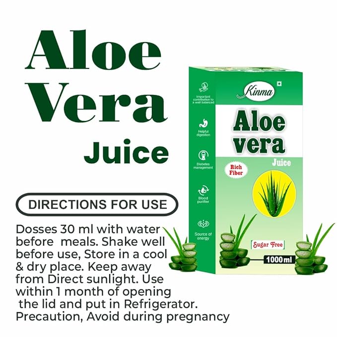 KINMA Aloe Vera juice 1L | All Natural tonic for Immunity, Good For Liver & Digestive Health | Immunity Booster | Glowing Skin & Hair Health