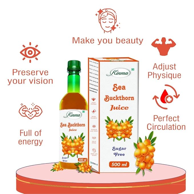 KINMA Himalayan Sea Buckthorn Pulp Concentrate 300ml | Rich in Omega 3, 6, 7, 9 & Vitamin C | Natural Immunity Booster | Antioxidant | No Added Sugar | Supports Skin & Heart Health
