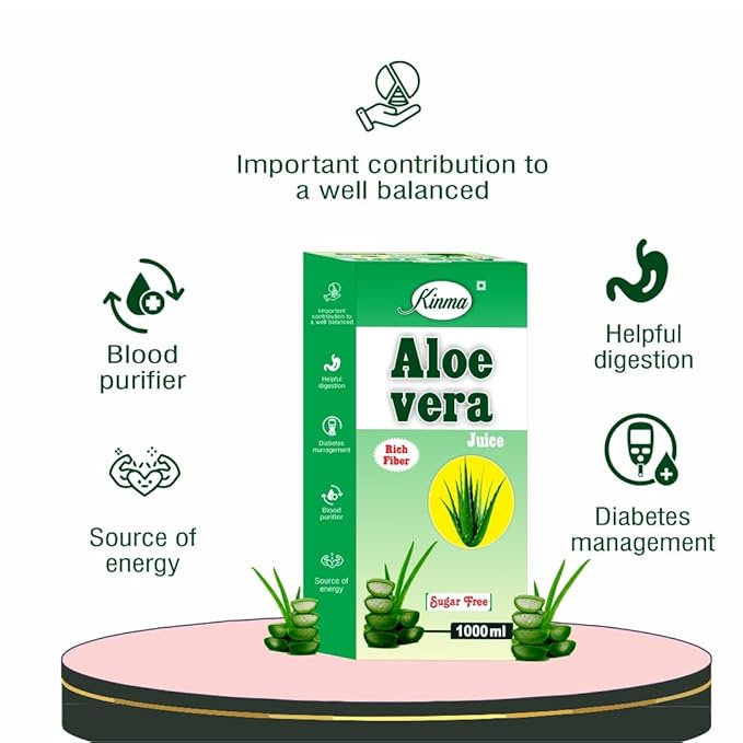 KINMA Aloe Vera juice 1L | All Natural tonic for Immunity, Good For Liver & Digestive Health | Immunity Booster | Glowing Skin & Hair Health