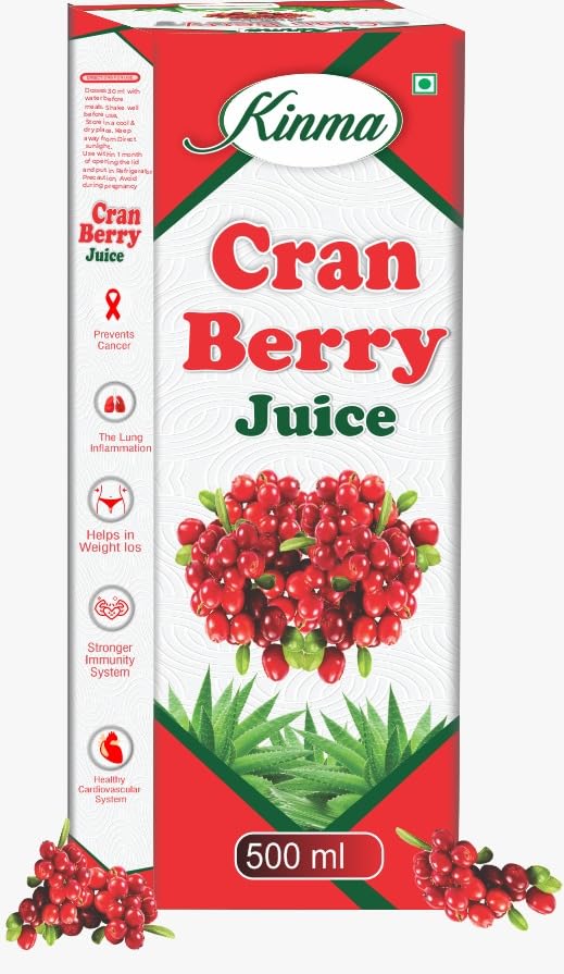 KINMA Cran Berry Juice 500ml | 100% Pure No Added Sugar | Fresh Cranberries Good for Health | Antioxidant Powerhouse | Preservative-Free